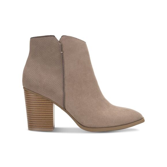 SUN STONE Womens Beige Graceyy Round Toe Block Heel Zip-Up Booties 10 M - Picture 3 of 4